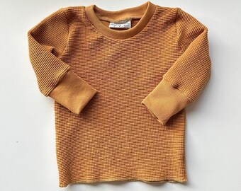 Caramel henley - crew neck - organic sweatshirt - handmade sweatshirt - sweatshirt - baby sweatshirt