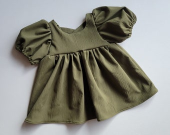 Vestido morado de manga abullonada de oliva - vestido de niña - vestido hecho a mano - vestido de niña - vestido giratorio