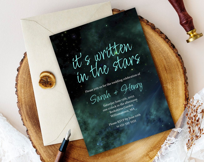 Its Written in the Stars Wedding Invitation with Galaxy Instant Download DIY Engagement Party Invite
