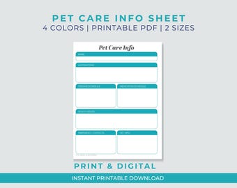Pet Care Info Sheet: Printable Dog & Cat Sitter Instructions (PDF)
