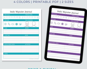 Daily Migraine Tracker Printable: Headache Log (A4 & US Letter)