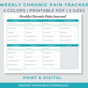 Weekly Chronic Pain Journal: Symptom Tracker (Printable & Digital)