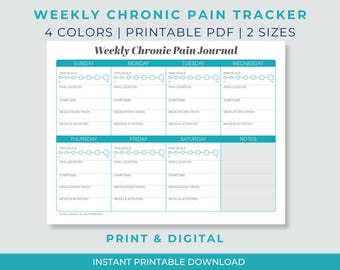Weekly Chronic Pain Journal: Symptom Tracker (Printable & Digital)