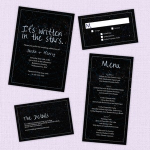 Ensemble de faire-part de mariage galaxie : modèle de carte du ciel (téléchargement instantané)