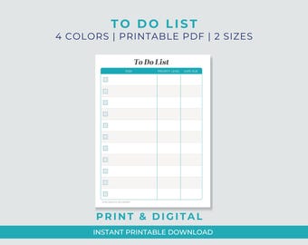 Printable To Do List: Deadline Prioritization, 4 Colors (PDF)
