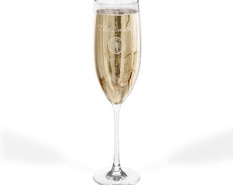 Personalized Nautical Compass Engraved Champagne Flute| Personalized Engraving Glass