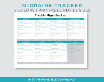 Weekly Migraine Tracker: Minimalist Symptom Log (Printable PDF)