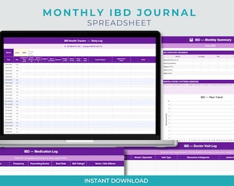 Crohns och kolit IBD Deluxe kalkylbladsspårare (digital nedladdning)
