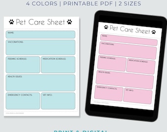 Pet Sitter Instruction Sheet: Dog & Cat Care Info (Printable PDF)