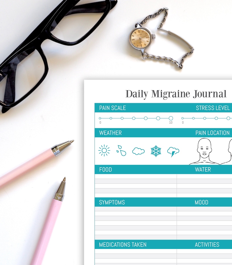 Daily Migraine Journal | Printable Instant Download | Minimalist Design | Migraine Log | Digital ...