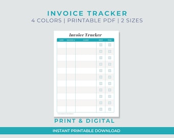 Invoice Tracker Printable: Small Business Finances (Letter A4 Size) (Digital Download)