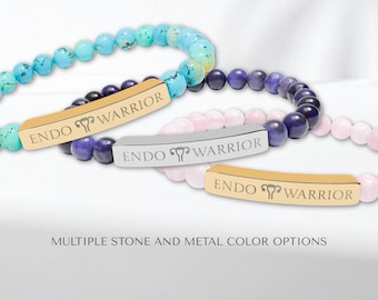 Endometriosis Warrior Beaded Bracelet | Engraved with Natural Stones
