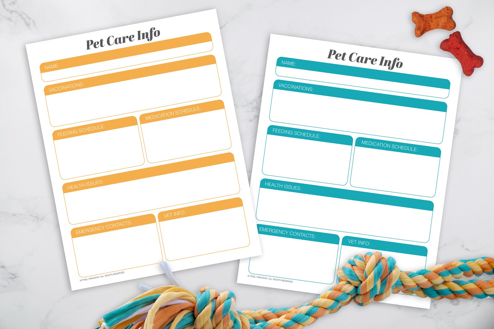 Pet Care Info Sheet Printable Instant Download Shopping List Letter A4 ...