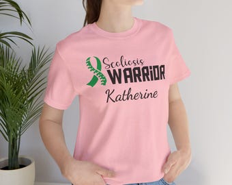 Scoliosis Warrior Personalized T-Shirt | Awareness Ribbon, Custom Name