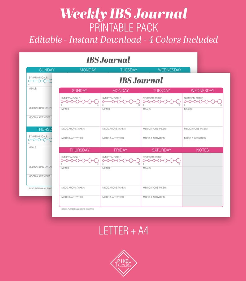 Weekly IBS Journal | Printable Instant Download | Symptom Tracker ...