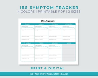 Weekly IBS Symptom Tracker: Printable Journal (Digital Download)