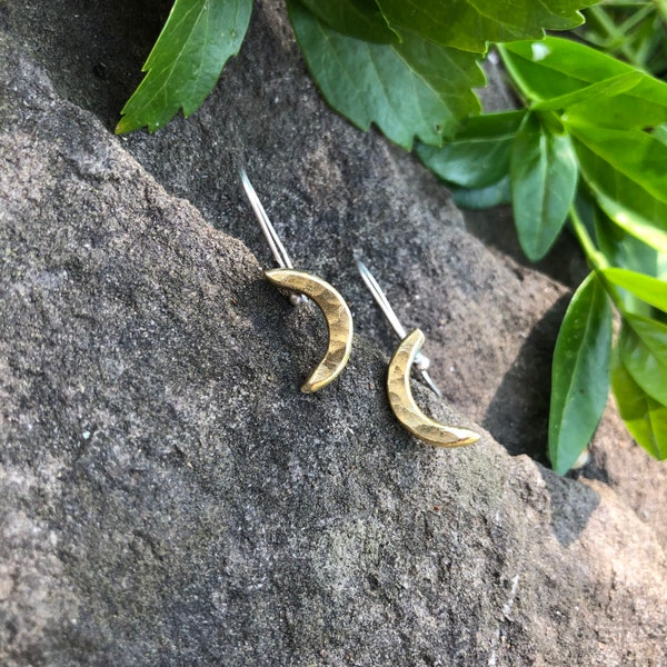 Crescent Moon Earring ~ Mixed Metal