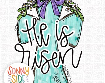 He is Risen Cross | Faith Based Easter Sublimation File|He Is Risen Shirt Design | Trendy Easter Design | he is risen PNG | Instant Download
