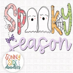 Spooky Season Sublimation PNG Design | Hand Drawn | Cute Ghost PNG | Digital Art | Whimsy | Handpainted Halloween | Hallowqueen