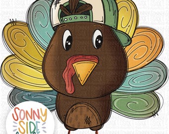 Boy Turkey PNG | Hand Drawn | Thanksgiving Sublimation Design | Turkey PNG Digital Download |  | Turkey Hat | Boy Fall PNG | colorful turkey