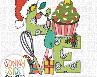 Sublimazione PNG di dolci natalizi / Fornaio / Biscotti di Natale / Panetteria / Maglietta di Natale / Amore per i dolci / Amore per il Natale