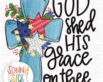 God Bless America | Fourth of July Sublimation Design | USA PNG | Christian | Hand Drawn | Trendy USA png | Freedom  | Patriotic png | Flag