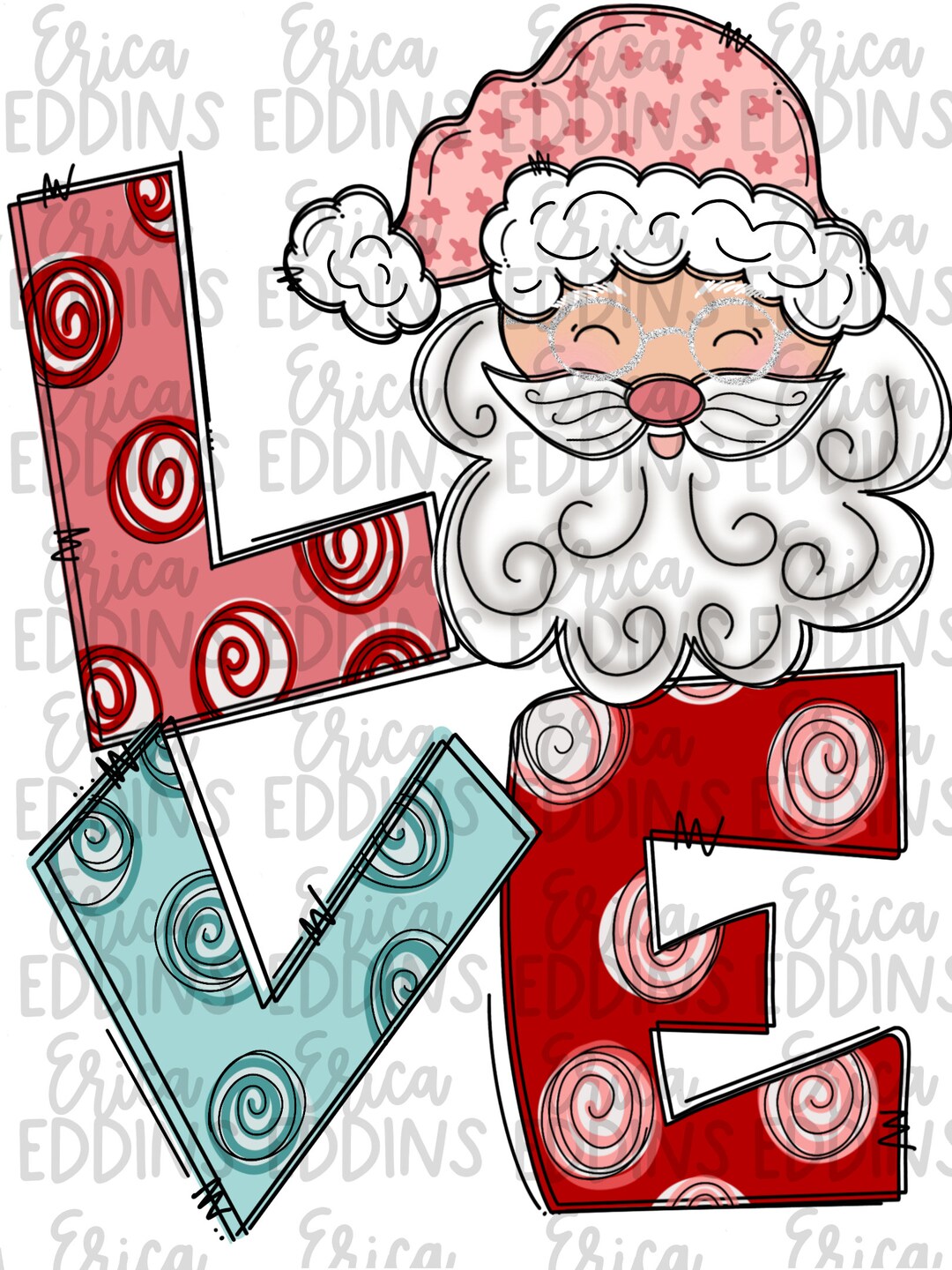 Christmas Love PNG Sublimation | Santa Love | Retro Santa | Santa Claus ...