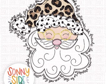 Sublimación PNG de Papá Noel navideño / Papá Noel / Papá Noel retro / Papá Noel PNG / Camiseta navideña / Papá Noel navideño / Navidad / Papá Noel leopardo