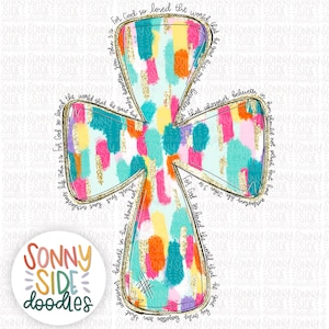 May include: A colorful cross with a gold glitter background and the Bible verse "For God so loved the world that he gave his only begotten Son, that whosoever believeth in him should not perish, but have everlasting life. John 3:16" written around the edges.