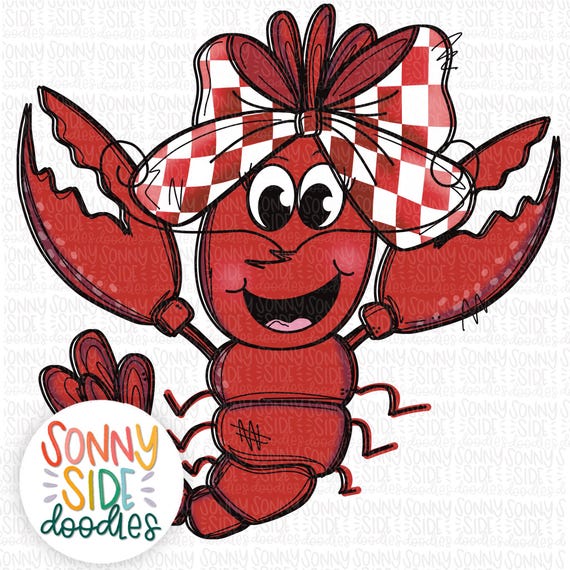Crawfish Bow PNG Design | Hand Drawn Digital Download | Printable Art | Sublimation | Tumbler Design | Crawfish Boil | Crawfish shirt design