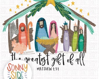 El mejor regalo de todos PNG / Lazo de Nacimiento Coqueta Navidad Diseño PNG para sublimación / Dibujado a mano / Belén PNG / Lazo de Belén PNG / Lazo de Navidad
