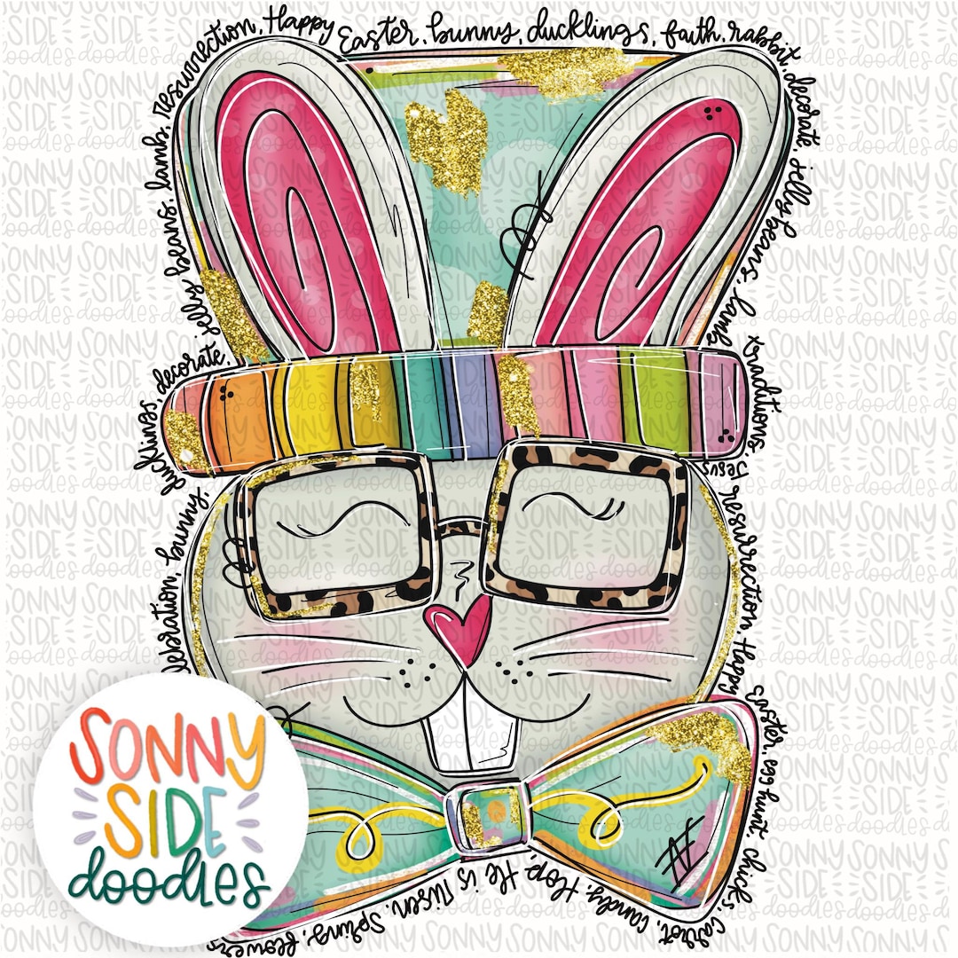 Easter Bunny PNG Design | Hand Drawn Sublimation Design | Digital ...