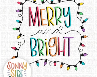 Sublimación PNG alegre y brillante / Navidad digital / Luces navideñas / Luces navideñas / Camiseta navideña PNG / Navidad imprimible