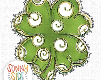 Shamrock PNG Sublimation Design | St Patricks Day | Hand Drawn | Sublimation PNG | Digital Download | Printable Digital Art | Paint Stroke