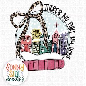 Small Town Christmas PNG | Snowglobe PNG | Merry Christmas PNG | Digital Download | Digital Design | Coquette Winter | leopard bow png