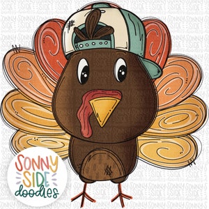 Boy Turkey PNG | Hand Drawn | Thanksgiving Sublimation Design | Turkey PNG Digital Download |  | Turkey Hat | Boy | Fall PNG