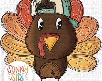Boy Turkey PNG | Hand Drawn | Thanksgiving Sublimation Design | Turkey PNG Digital Download |  | Turkey Hat | Boy | Fall PNG