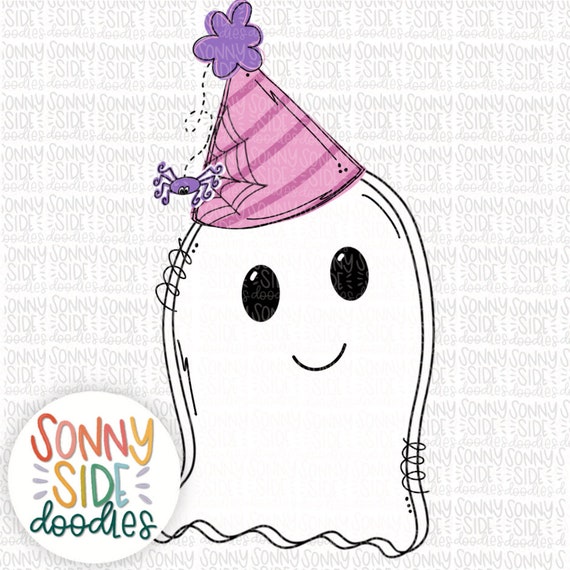 Ghost Party Hat | Spooky Cute PNG Design | Hand Drawn | Cute girl Ghost PNG | Boo Day | Whimsy | Hand Drawn Halloween | ghost party