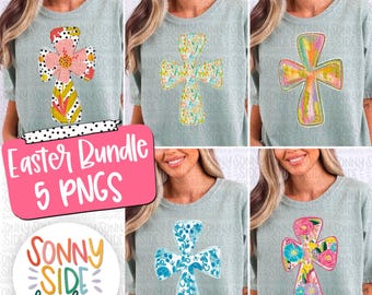 Easter Bundle |Cross PNG Sublimation  |  Easter chinoiserie Toile Cross| Leopard Cross | brushstroke cross PNG |floral cross | trendy cross