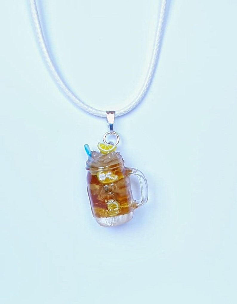 Kawaii jewelry Mini Lemon Ice Tea Glasses Pendant,miniature food Charms,food jewelry,mini drinks ice cold ice tea sweet tea pendants