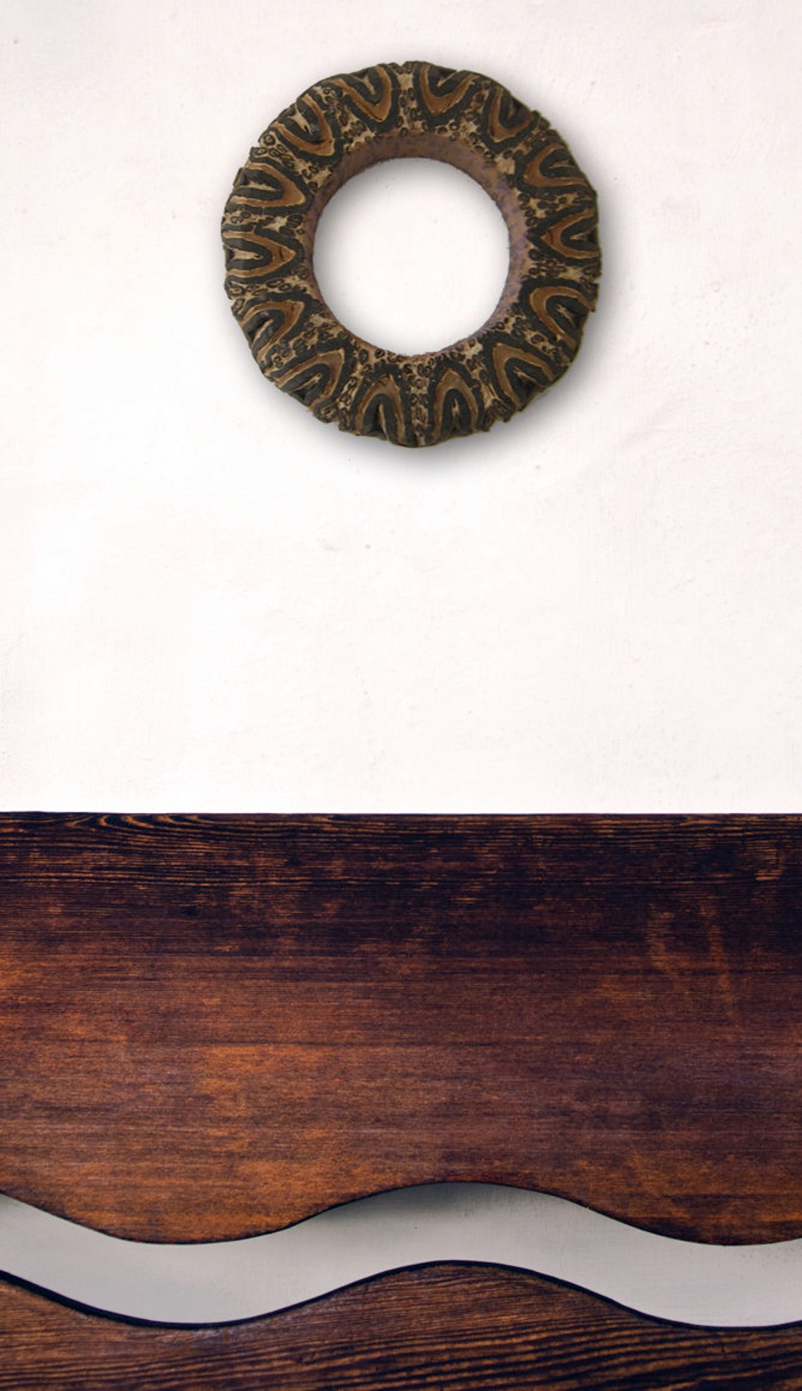 Wooden Sculptural Ring Wall Art / Ornament, Wood Art, Wood Sculpture,rare Vintage, Rustic, Boho