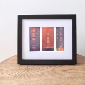 Framed 1950s Abstract Watercolour Print: Purple & Orange Vintage Wall Decor