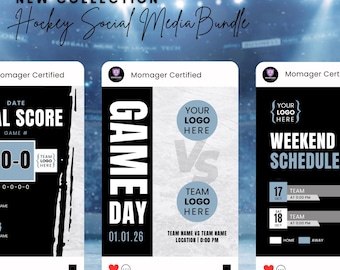 Plantillas de Canva para redes sociales de equipos de hockey / Publicaciones editables para Instagram y Facebook / Descarga instantánea