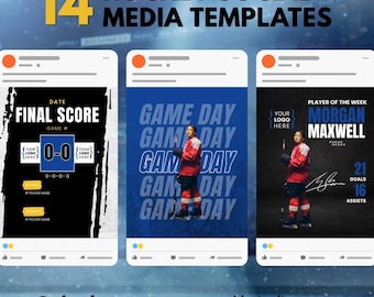 Hockey Team Social Media Canva Templates | Editable Instagram & Facebook Posts | Instant Download