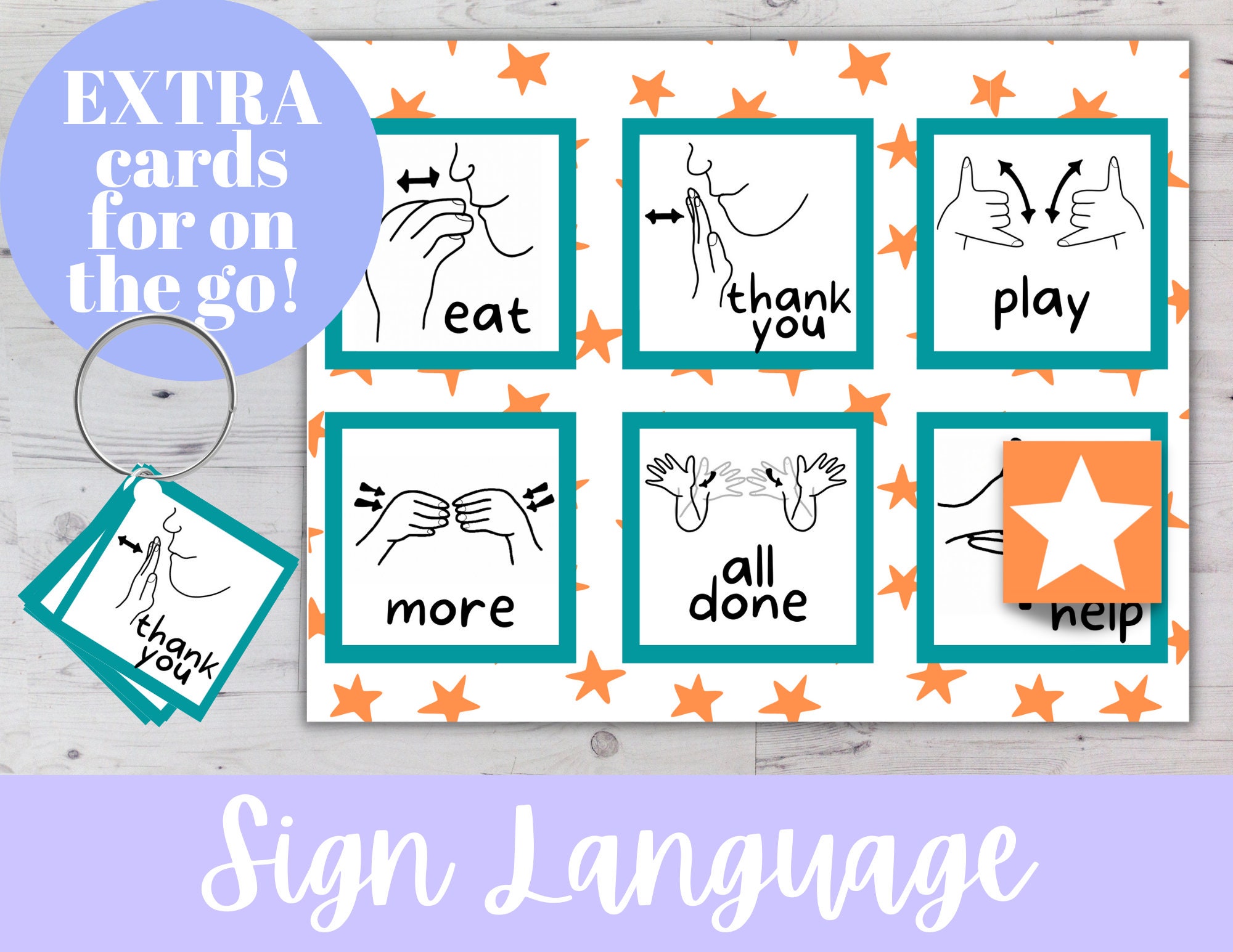 ASL Communication Board Sign Language Cards Sensory Etsy Australia