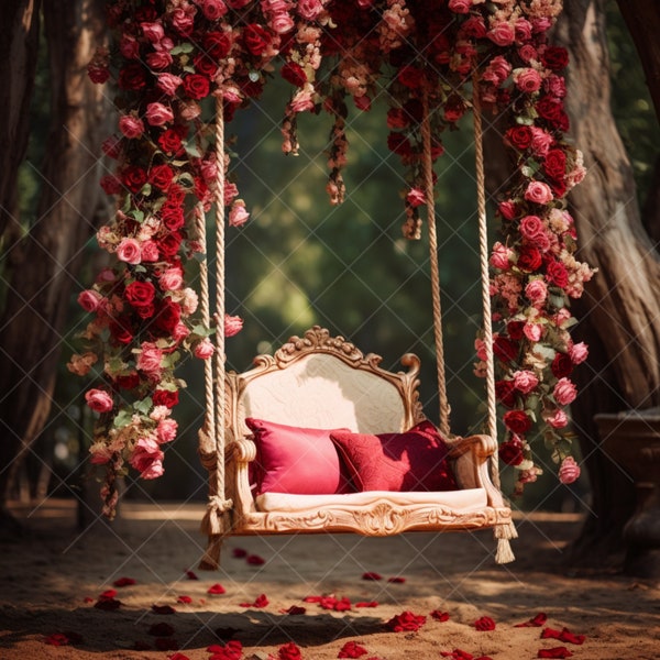 Valentine Day Backdrop For Portrait Photography Red Rose Photoshop Swinging Chair Photograph Beautiful Valentine Day Gifts Elegant Backgroun