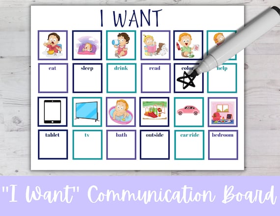 I Want Board Communication Board Sensory Visual Learning - Etsy