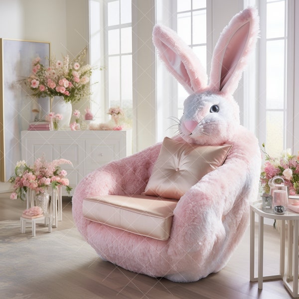 Easter Bunny Chair Childrens Portrait Pictures Cute Elegant Easter Photoshoot