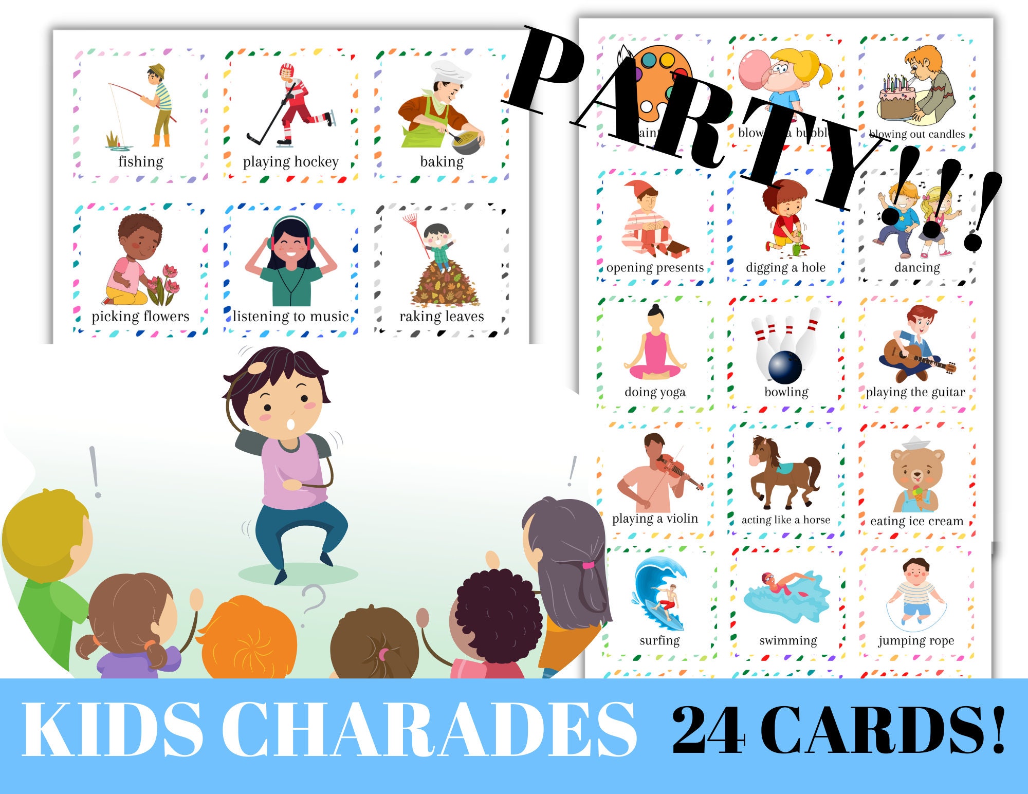 Charades Game For Kids Dramatic Play Printable Action Etsy