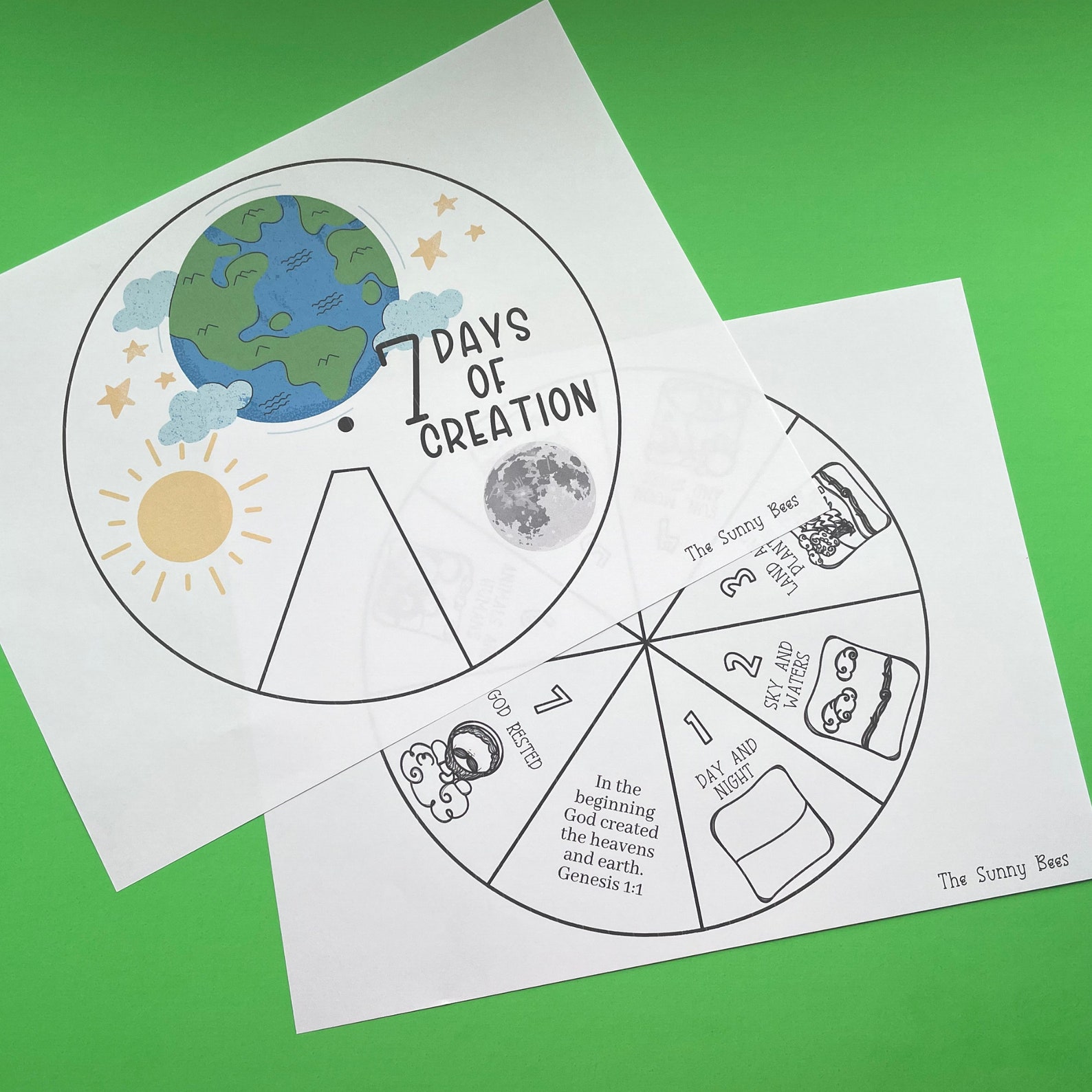 7 Days of Creation Wheel Genesis Bible Learning Activity - Etsy